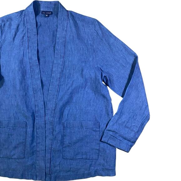 Indigo Pure J.Jill Linen Open Front Cardigan - S - Picture 2 of 4